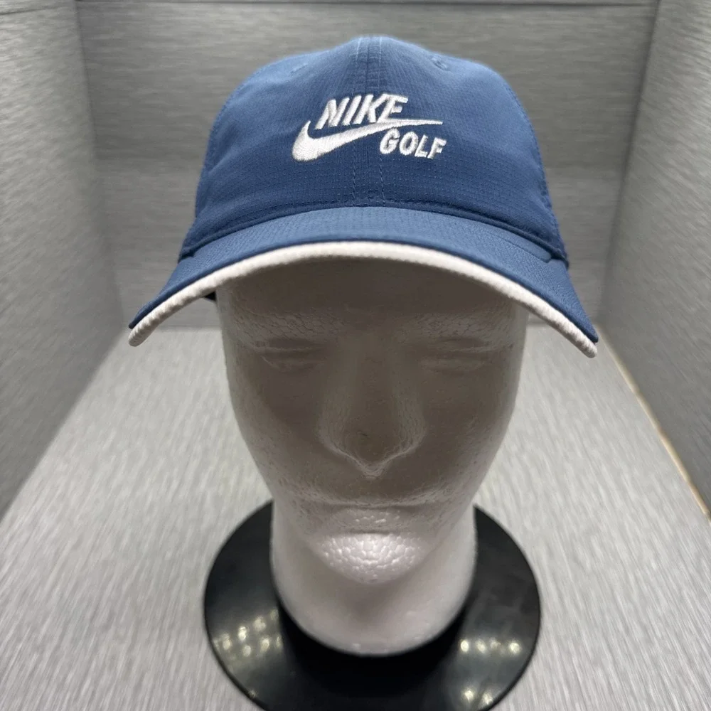 Nike Golf‎ Hat Adjustable Blue White Embroidered Swoosh Logo Strapback Cap